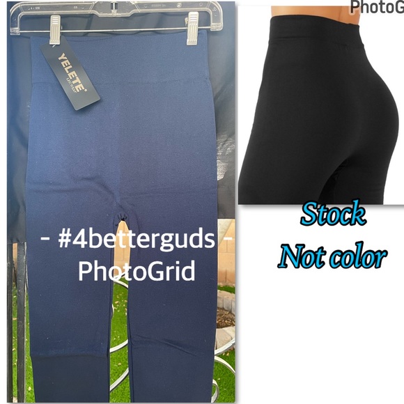 NEW Yelete Insulated Fleece Lined Stretch Seamless Slim Leggings Navy One Size - Picture 8 of 16